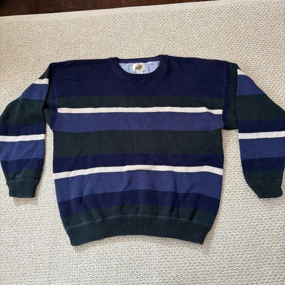 Men's Vintage Cotton Striped Cosby Grandpa Sweater,‎ 2XL. Field Gear. 90's Y2K